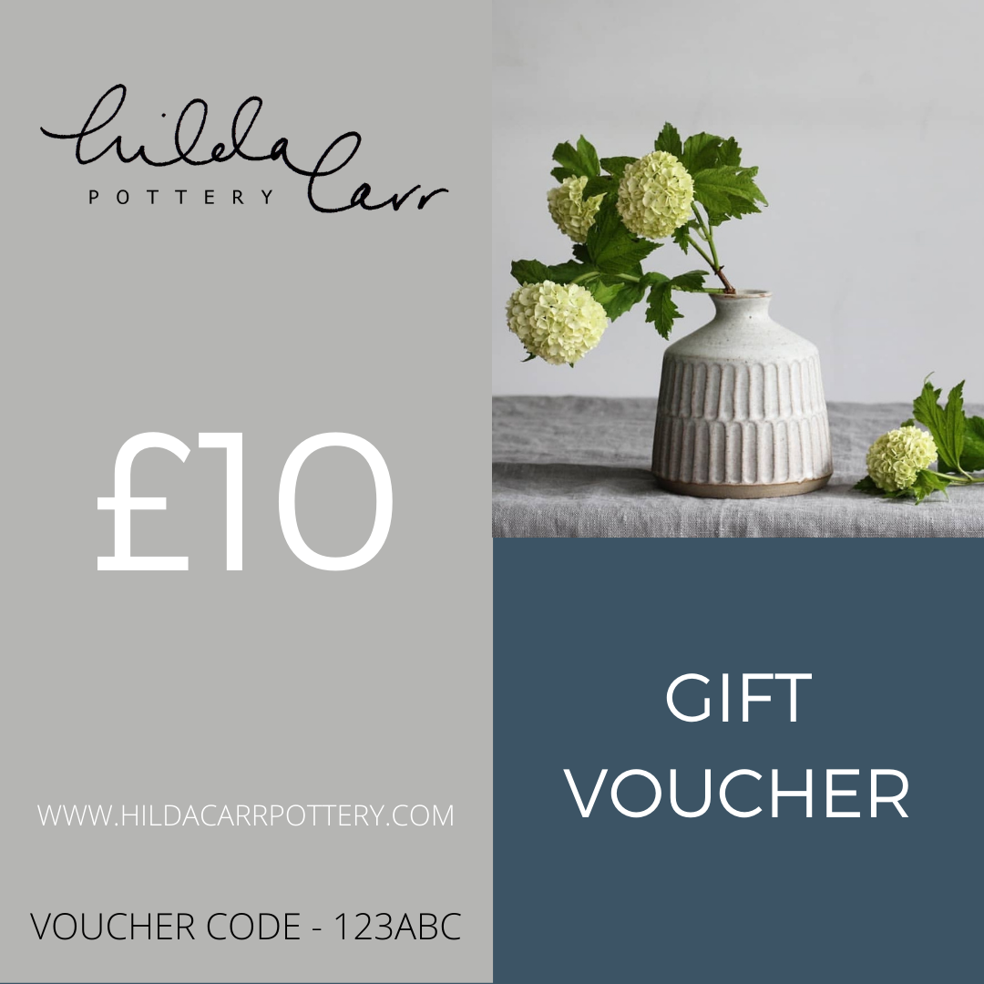 Pottery Gift Vouchers Ideal Gift for a Pottery Lover! Hilda Carr Pottery